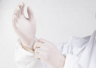 ถุงมือยางทางการแพทย์แบบใช้แล้วทิ้งผงยางยืดใสปลอดสารป้องกันเกรดอาหาร