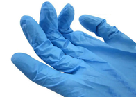 ถุงมือไนไตรสีฟ้าแบบใช้แล้วทิ้งทางการแพทย์ ถุงมือตรวจสอบความปลอดภัยแบบไม่มีแป้ง