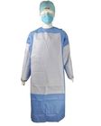 ศัลยแพทย์ชุดผ่าตัดแบบใช้แล้วทิ้ง, Lab Blue Plastic Isolation Gowns วัสดุ PP PE