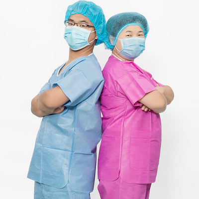 สายดึงปิด Icu Scrub Suit 2 กระเป๋าสําหรับศูนย์ผ่าตัด / ขาว ฟ้า เขียวชมพู