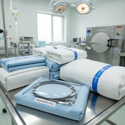 Steam Sterilization Sterile Surgical Packs with Non-woven Fabric and Angiography Pack for Hospitals